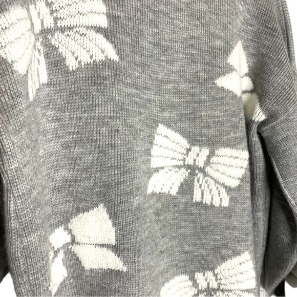 Vintage 90’s Bow Themed Sweater Gray White Bows Size XL - Picture 5 of 7